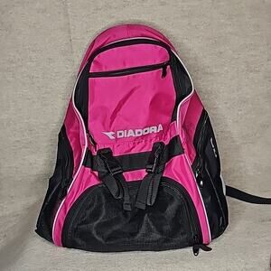 Diadora Squadra Backpack 18 x 16 x 10 Hot Pink & Black Excellent Condition